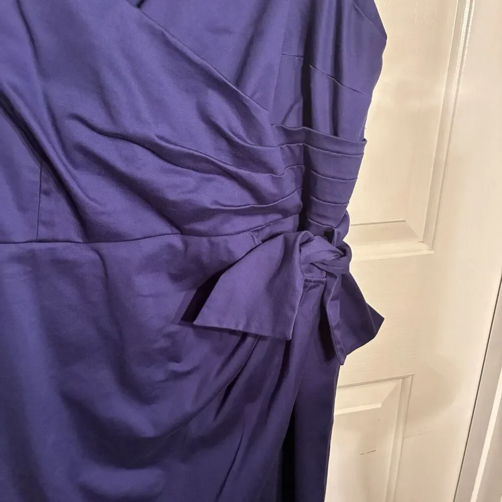 Worthington Woman Stretch Blue, Sleeveless, Crossover Dress W/ Ruching Size 18W